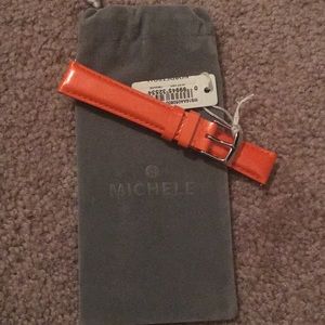 Orange Patent Leather Michele Watch